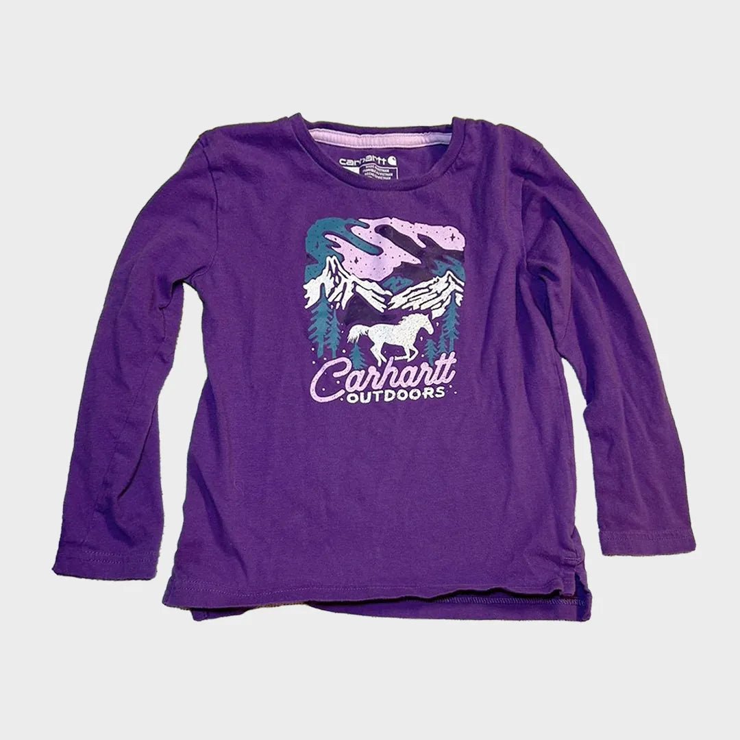 Girls Printed Purple Glitter Horse Long Sleeve Carhartt Top from You Know Who's