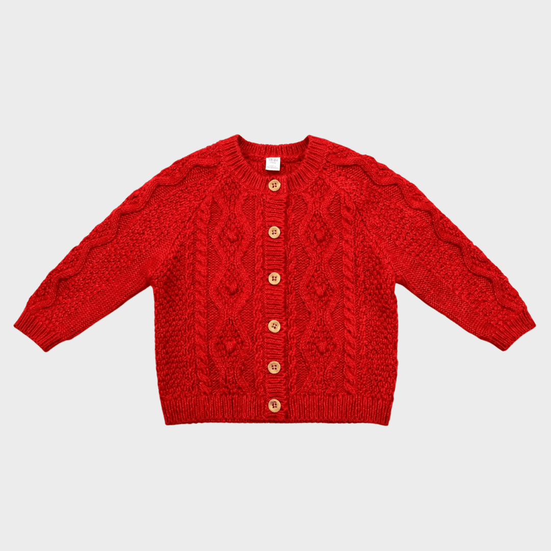 Girls Red Cable Knit Cardigan from You Know Who's