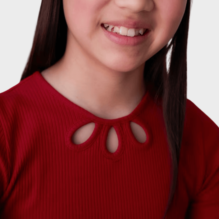 Girls Red Cut Out Ribbed Top (8 - 14Y) from You Know Who's