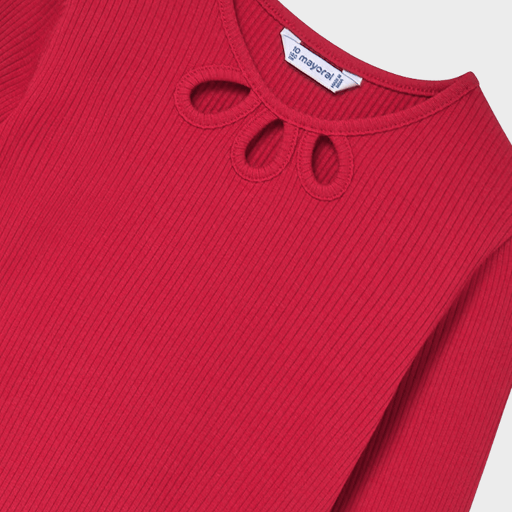 Girls Red Cut Out Ribbed Top (8 - 14Y) from You Know Who's