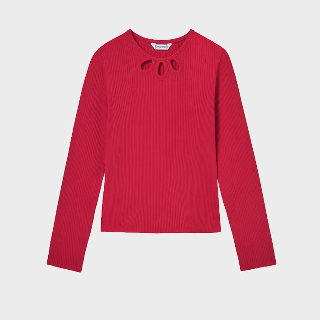 Girls Red Cut Out Ribbed Top (8 - 14Y) from You Know Who's