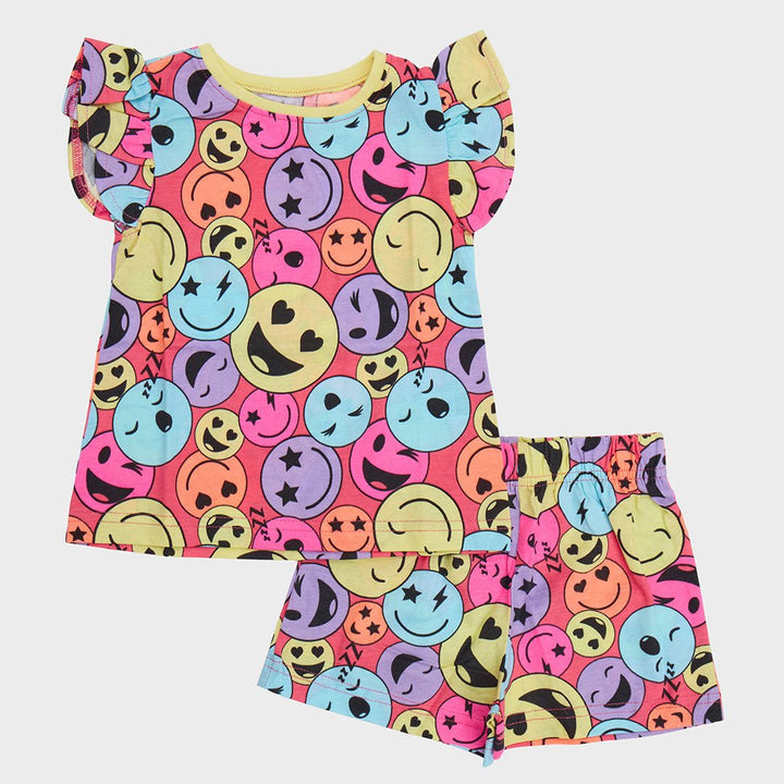 Girls Smiley Faces Shorty PJs from You Know Who's