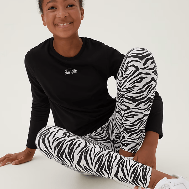 Girls Zebra Monochrome Leggings (6 - 10Y) from You Know Who's