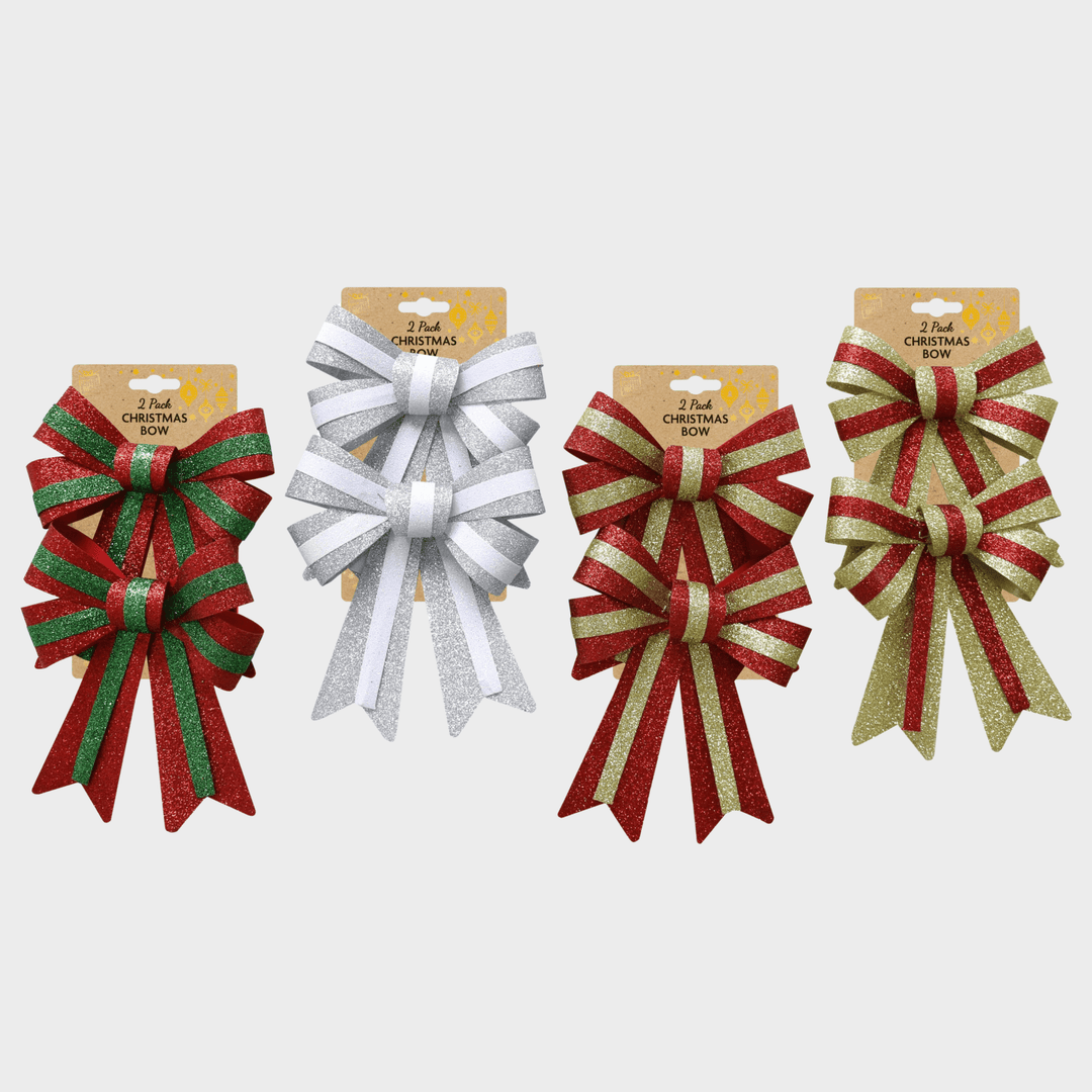 Glitter bow + stripe 2pk med asst from You Know Who's