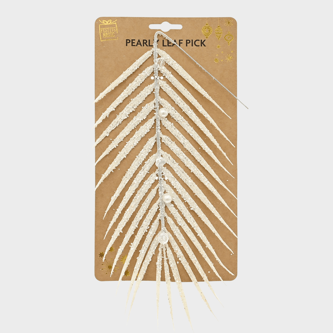 Glitter leaf pearl crystal pick 41cm asst from You Know Who's