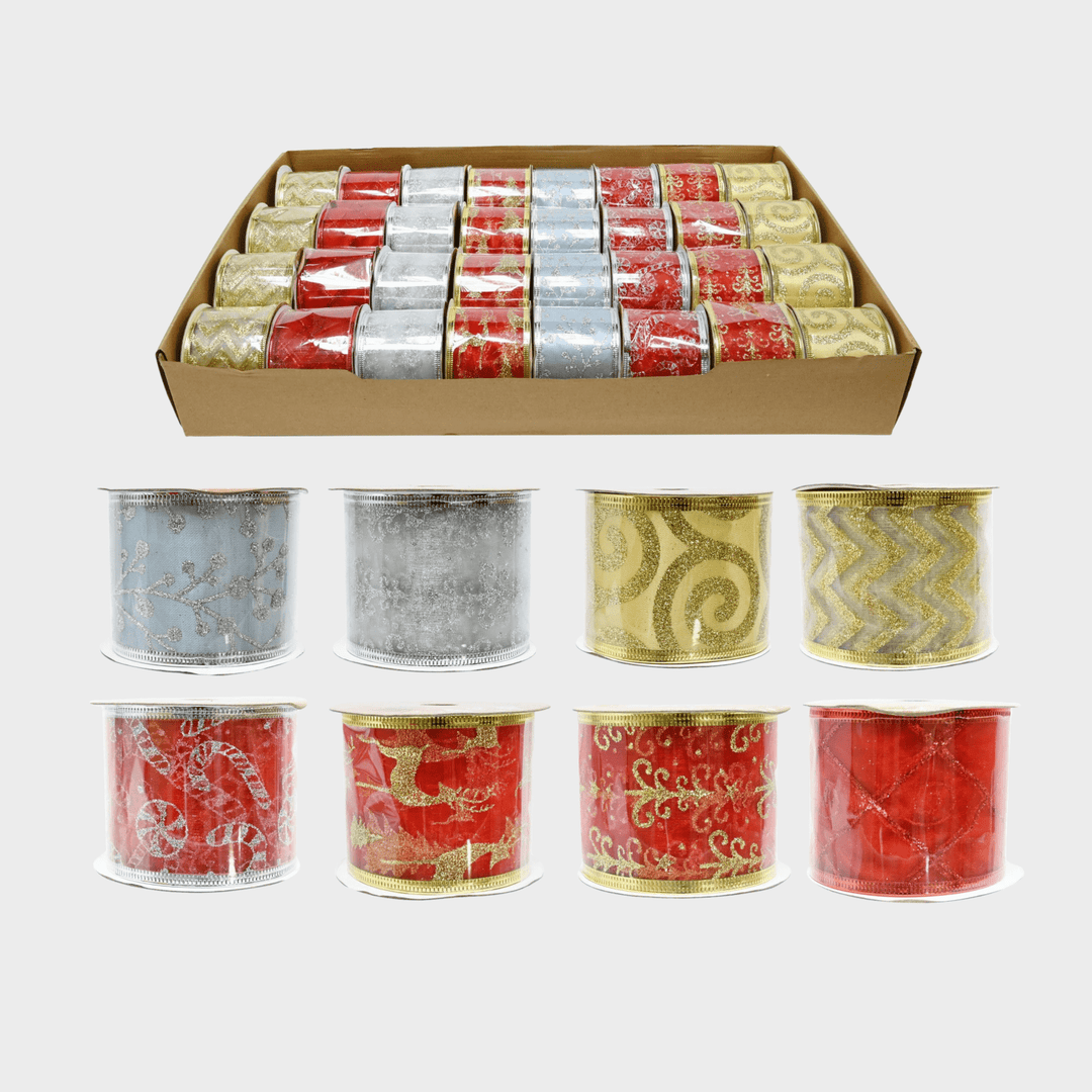 Glitter ribbon 63mm x 2.7m wire edge from You Know Who's