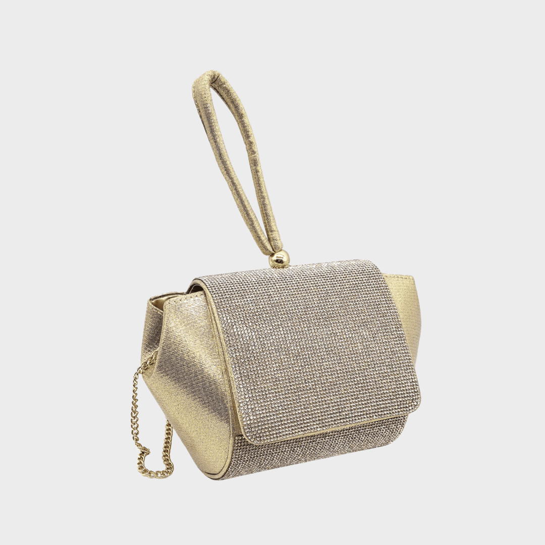 Gold Diamante Pouch Bag from You Know Who's