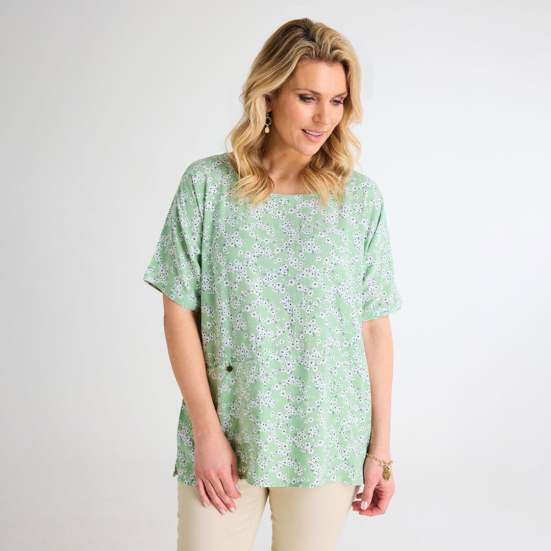Green Floral 1 Pocket Top from You Know Who's