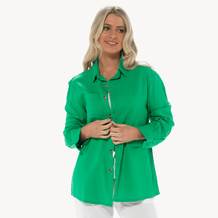 Green Linen Mix Shirt from You Know Who's