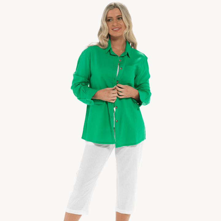 Green Linen Mix Shirt from You Know Who's