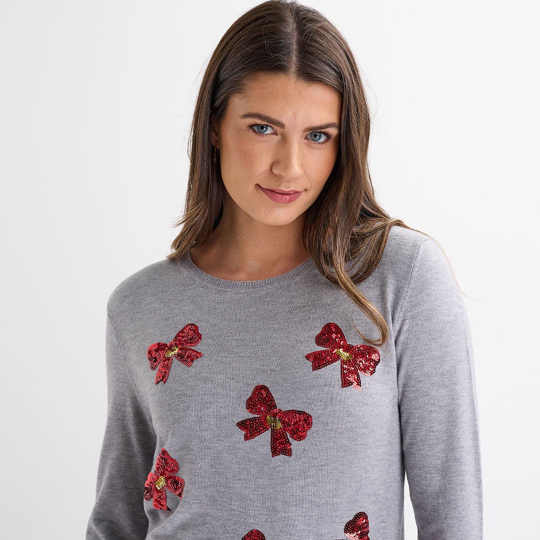 Grey Bows Christmas Jumper from You Know Who's