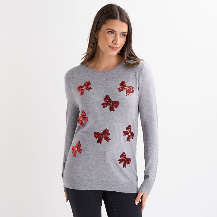 Grey Bows Christmas Jumper from You Know Who's