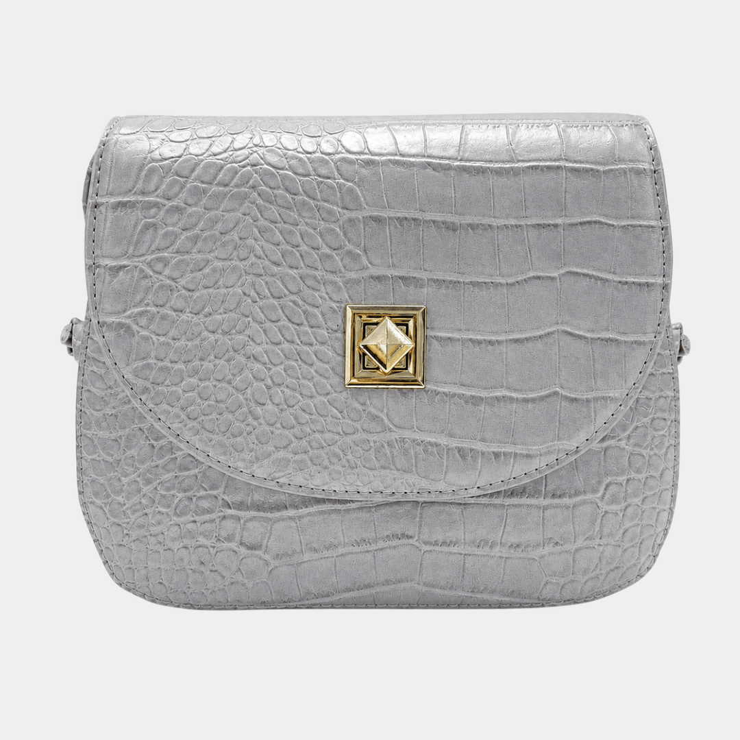 Grey Faux Croc Crossbody Bag from You Know Who's