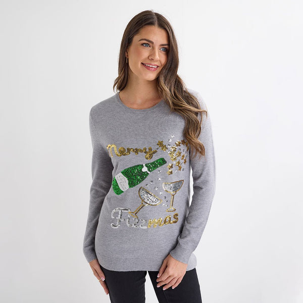 Grey Merry Fizzmas Christmas Jumper from You Know Who's