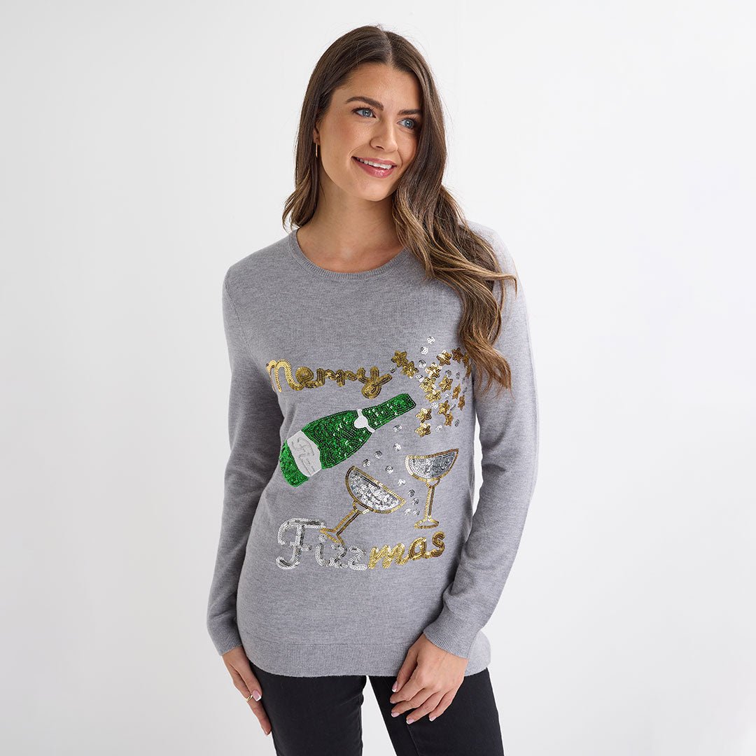 Grey Merry Fizzmas Christmas Jumper from You Know Who's