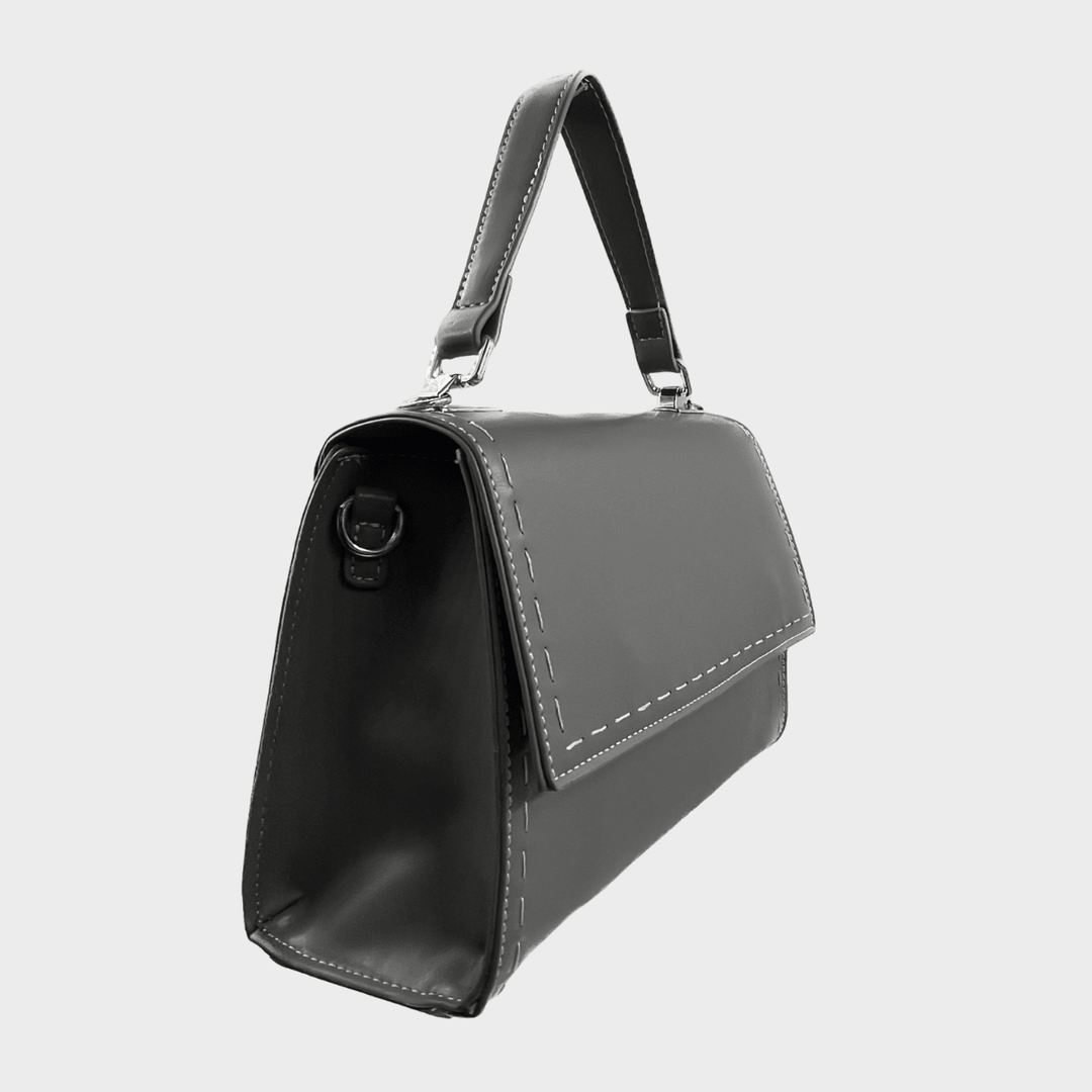 Grey Structured Flap Shoulder Bag from You Know Who's