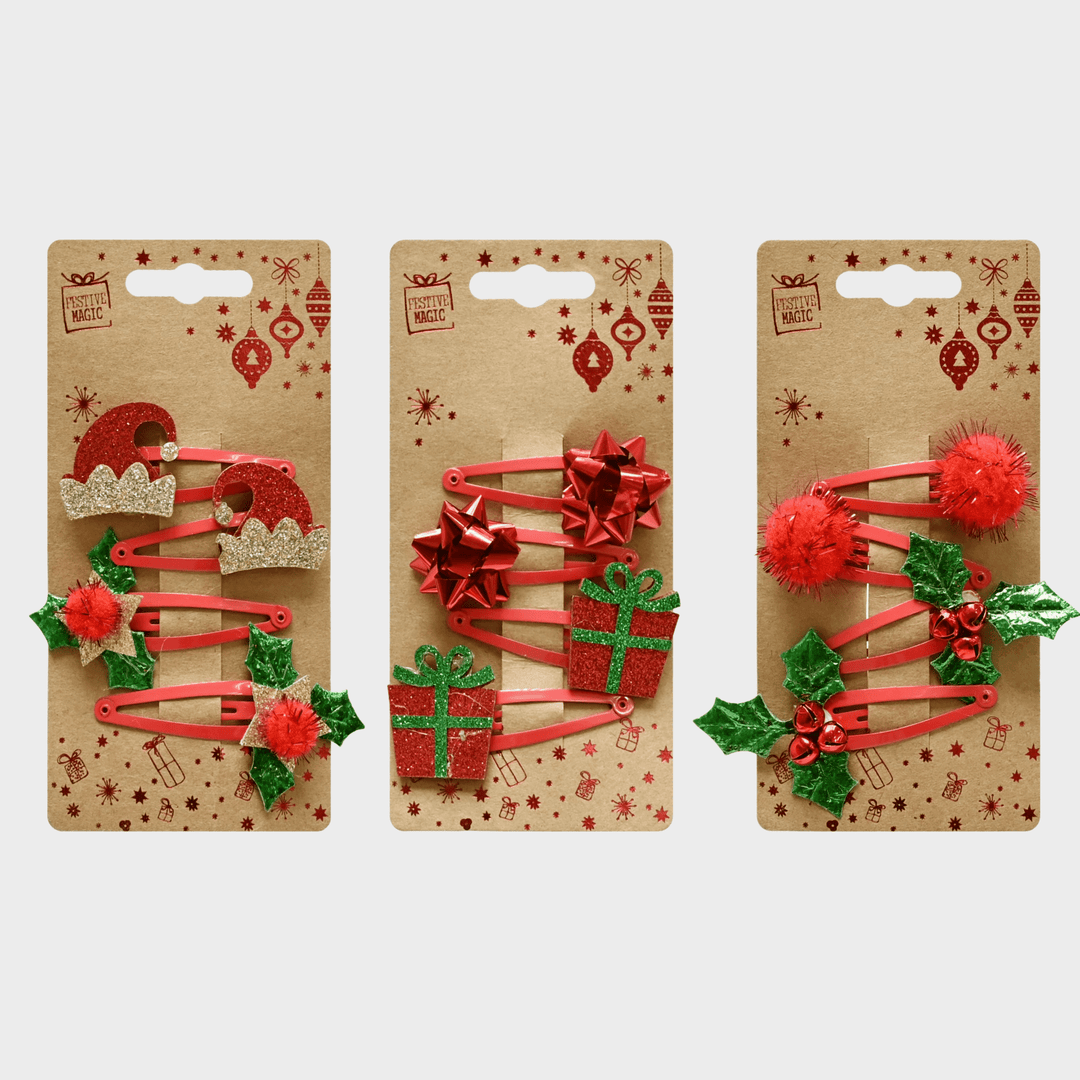 Hair clip red - green deco 4pk asst from You Know Who's