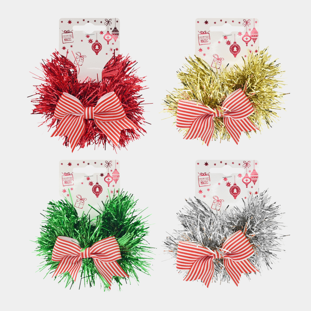HAIR SCRUNCHIE TINSEL STRIPE BOW x 1 from You Know Who's