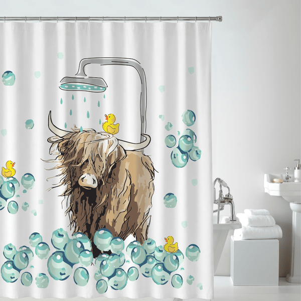 Highland Cow Embossed Shower Curtain with Hooks from You Know Who's