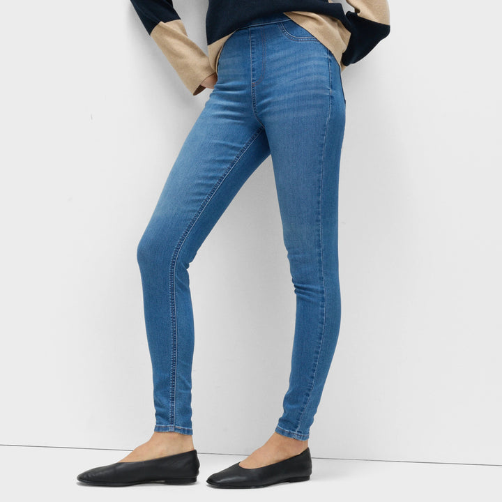 Ladies Indigo High Waisted Jegging