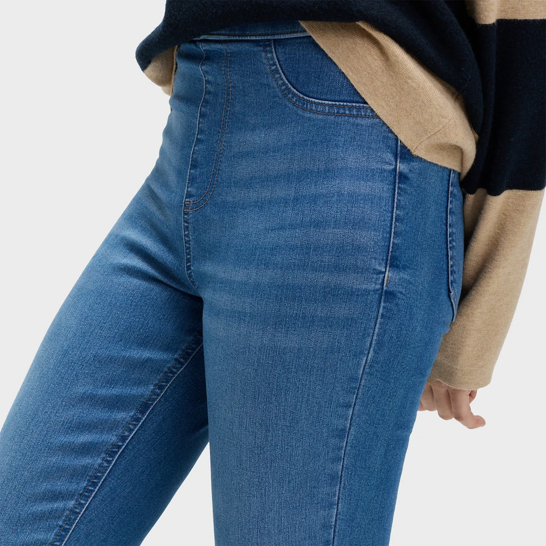 Ladies Indigo High Waisted Jegging