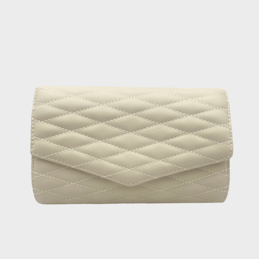 Ivory Diamond Quilted Clutch Bag from You Know Who's