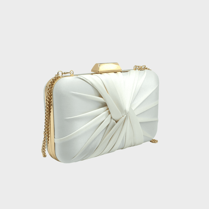 Ivory Satin Look Clutch Bag with Twist Detail from You Know Who's