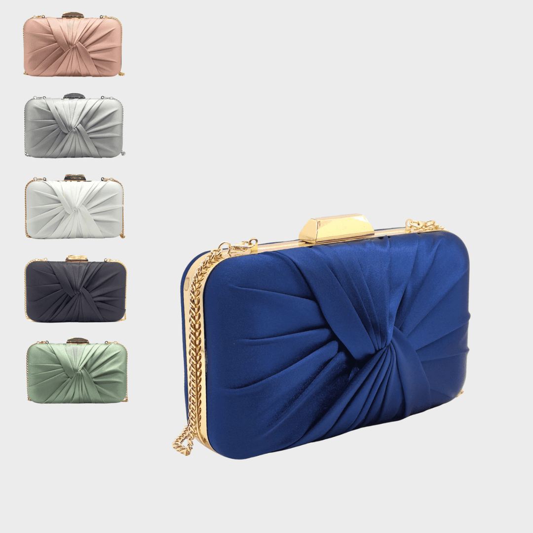 Ivory Satin Look Clutch Bag with Twist Detail from You Know Who's