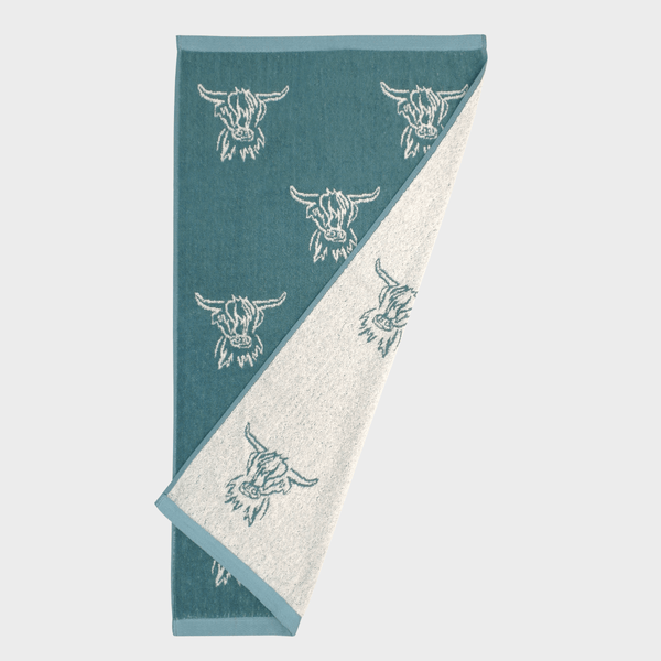 Jacquard Hand Towel Highland Cow Sage from You Know Who's