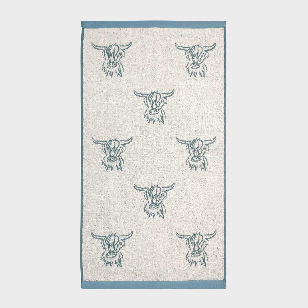 Jacquard Hand Towel Highland Cow Sage from You Know Who's