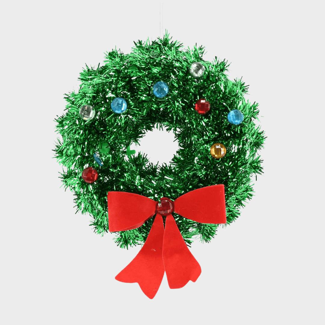 Jewelled tinsel wreath with bow 15.5cm from You Know Who's