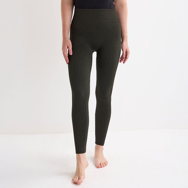 Khaki Herringbone Fleece Lined Leggings from You Know Who's