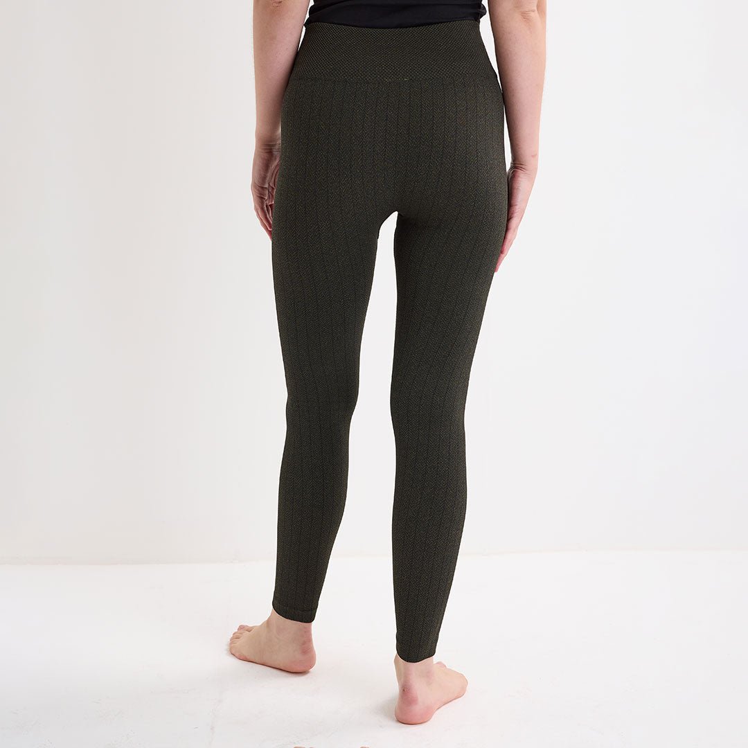 Khaki Herringbone Fleece Lined Leggings from You Know Who's