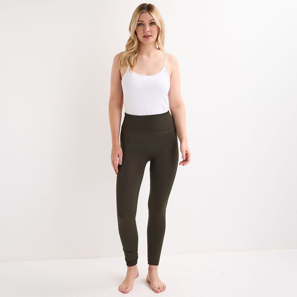 Khaki High Waisted Fleece Lined Leggings from You Know Who's