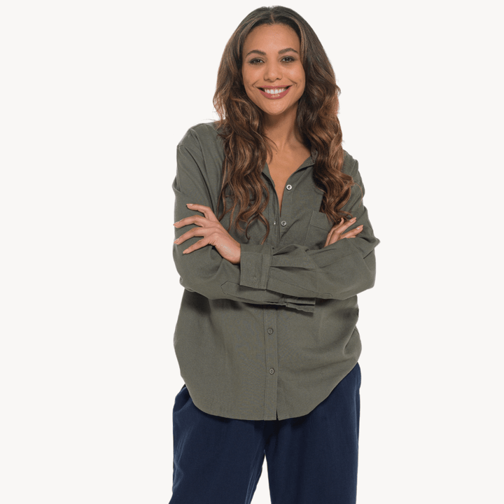 Khaki Linen Mix Shirt from You Know Who's