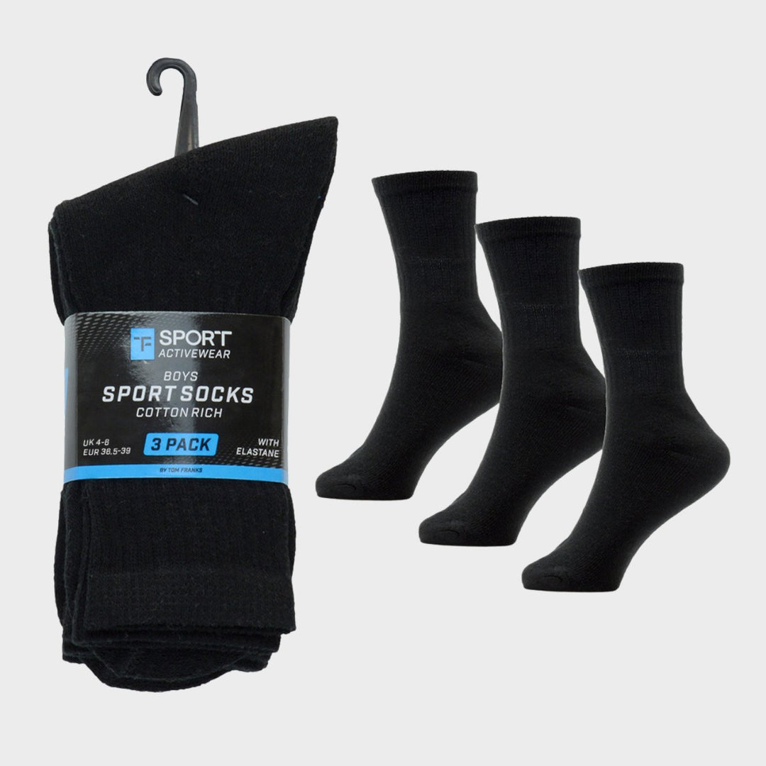 Kids 3 Pack Black Sports Socks from You Know Who's