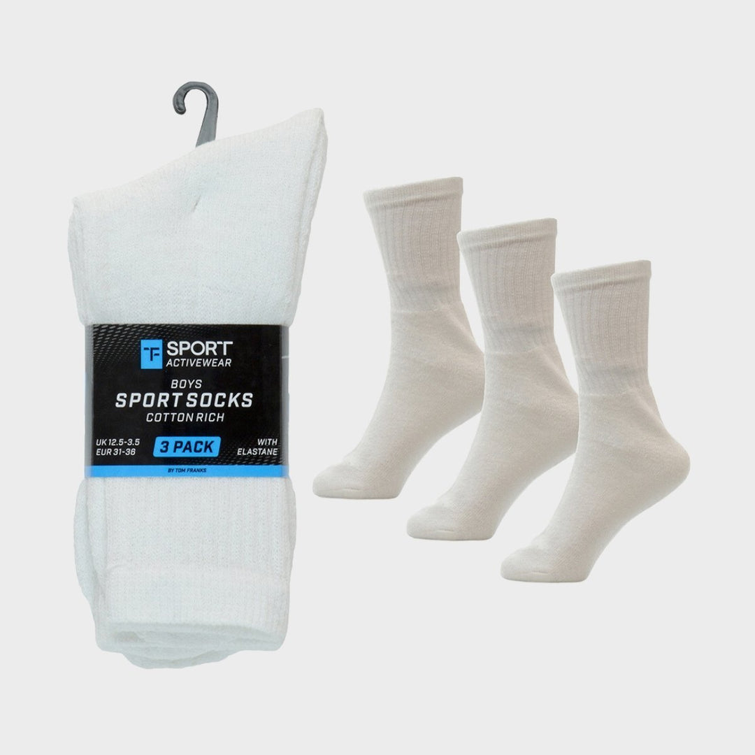 Kids 3 Pack White Sports Socks from You Know Who's