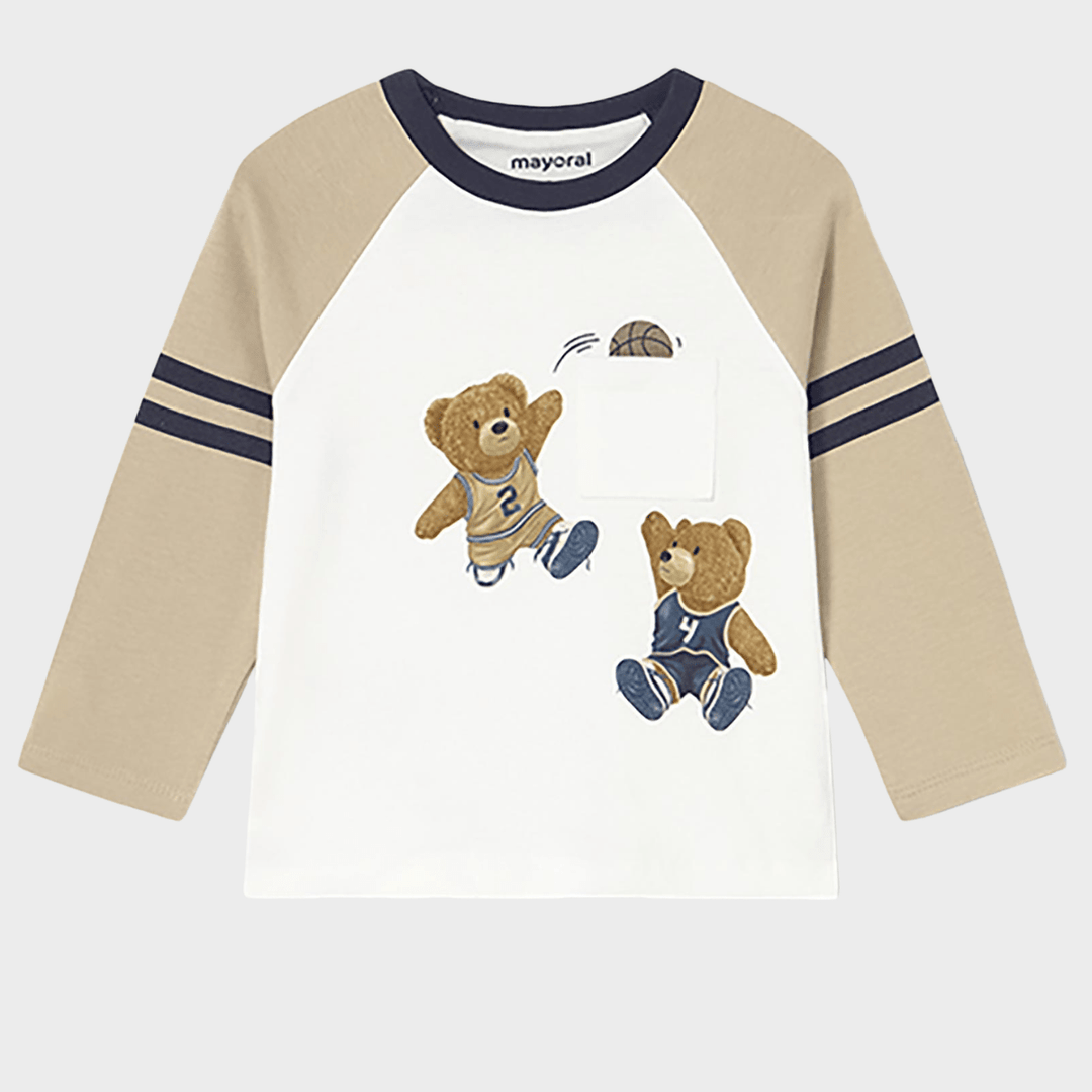 Kids Basketball Teddy Printed Top Navy (6M - 2Y) from You Know Who's