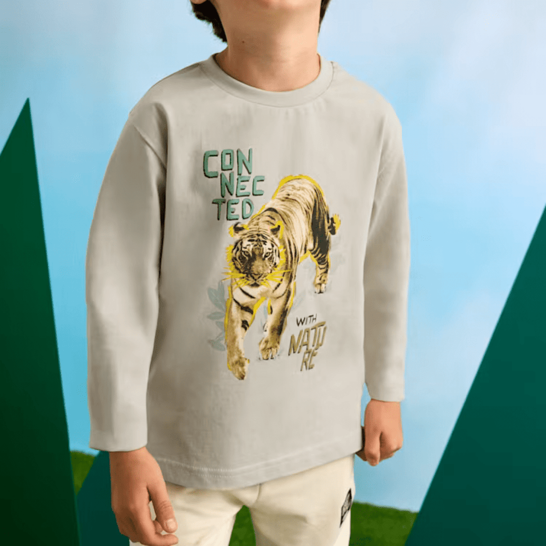 Kids Beige Tiger Printed Top (2Y - 10Y) from You Know Who's