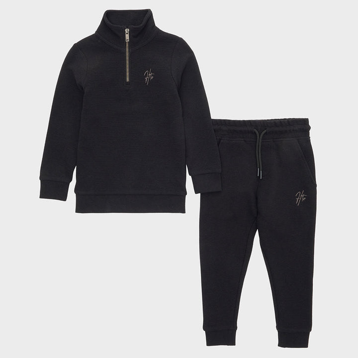 Kids Black Zipper and Jogger Set from You Know Who's