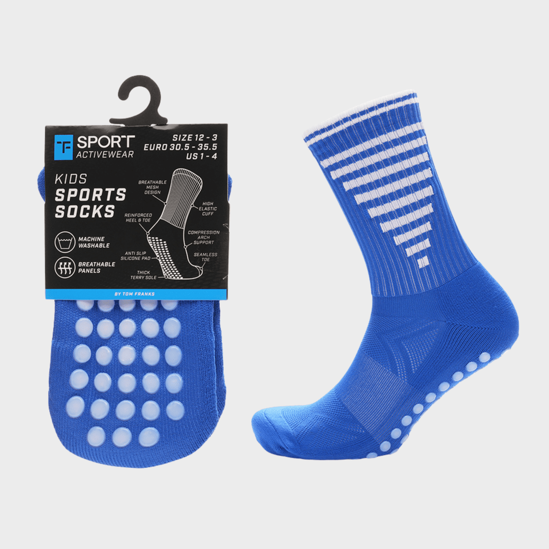 Kids Blue Sport Grip Socks from You Know Who's