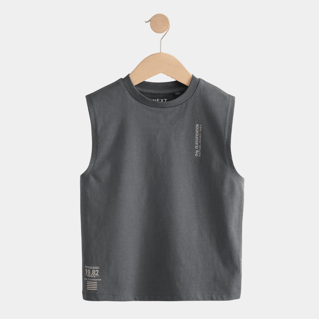 Kids Charcoal Printed Crew Neck Vest from You Know Who's