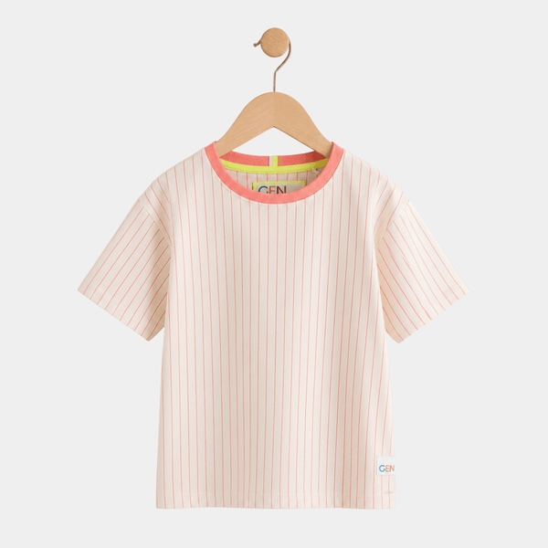 Kids Coral Stripe T-Shirt from You Know Who's