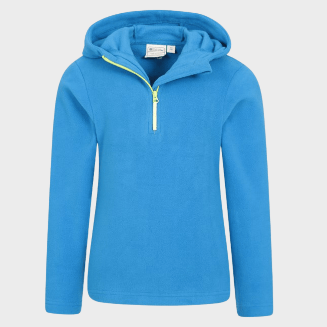 Kids Dark Blue Plain Half Zip Hooded Fleece from You Know Who's