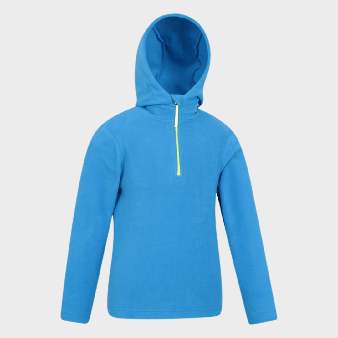 Kids Dark Blue Plain Half Zip Hooded Fleece from You Know Who's