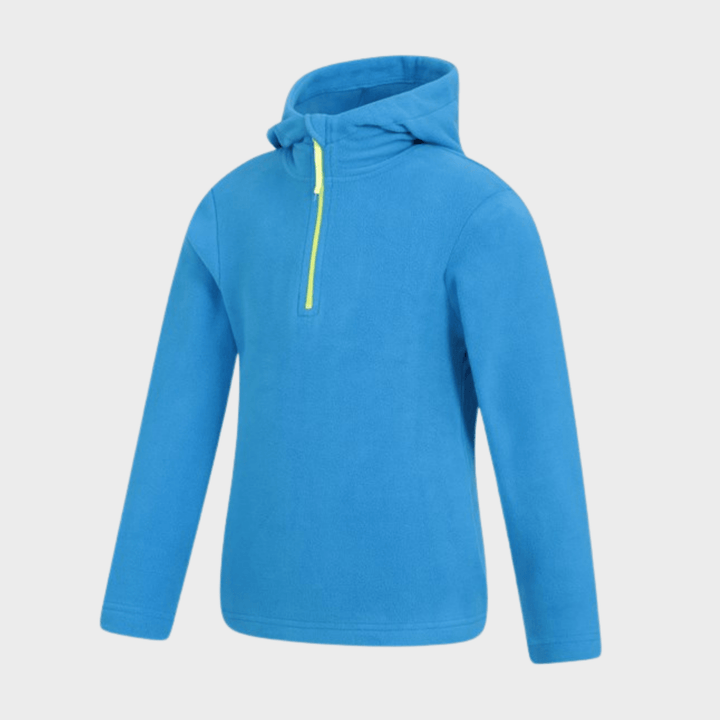 Kids Dark Blue Plain Half Zip Hooded Fleece from You Know Who's
