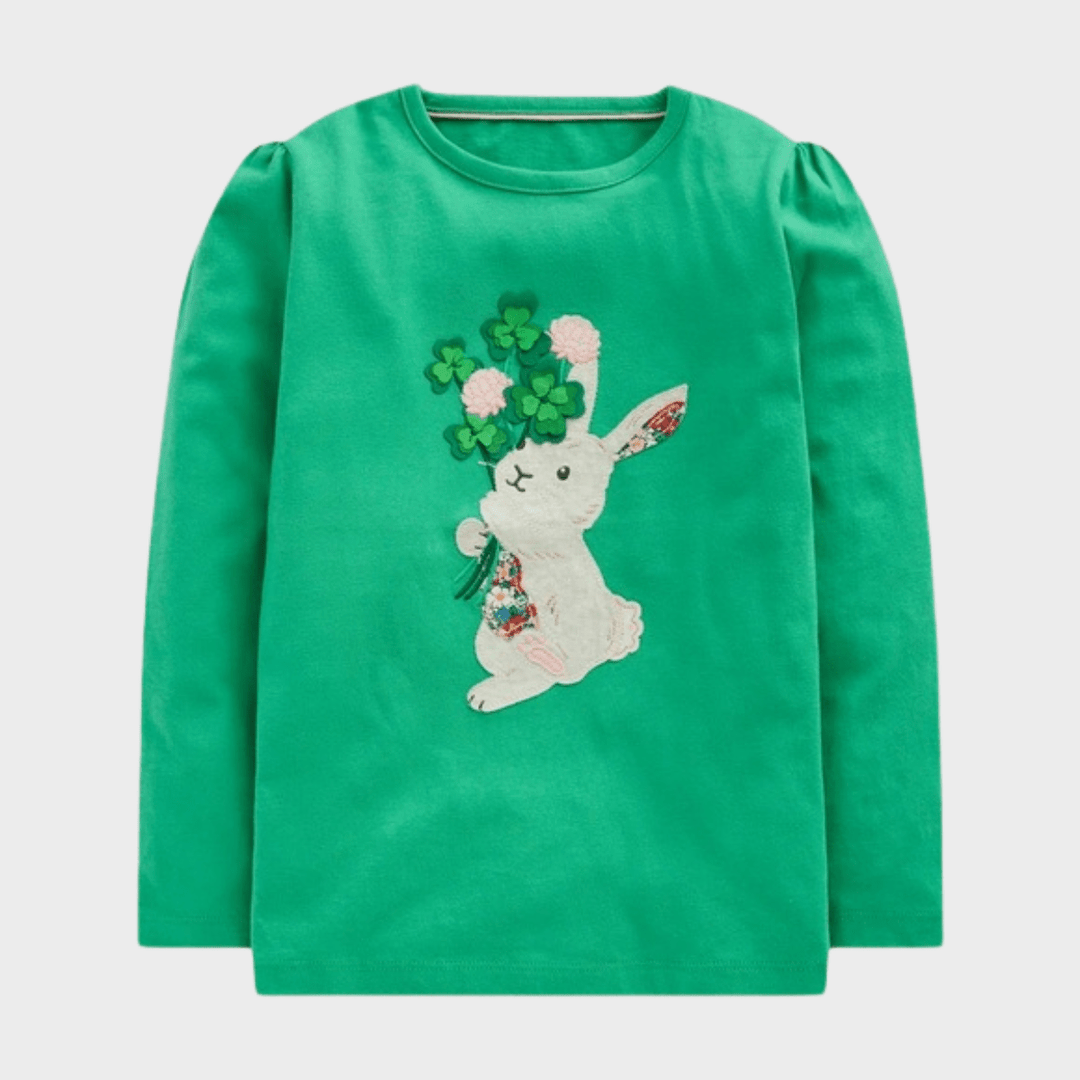 Kids Green Rabbit Boden Top from You Know Who's