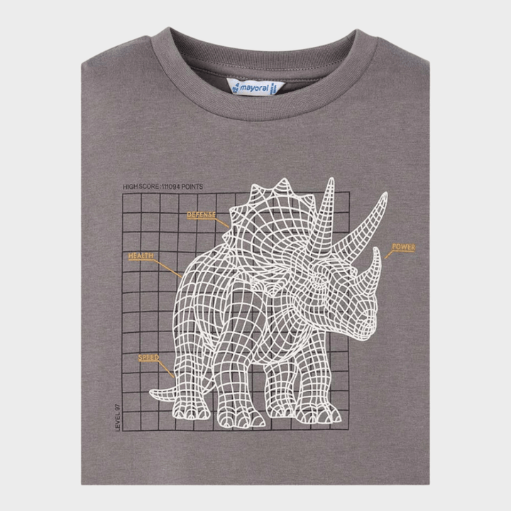 Kids Grey Dino Print Top (2Y - 10Y) from You Know Who's