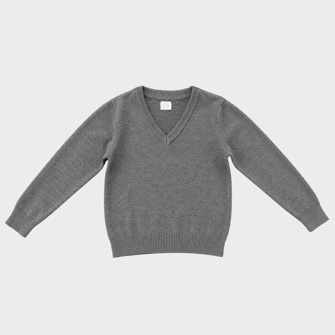 Kids Grey School V Neck Sweater from You Know Who's