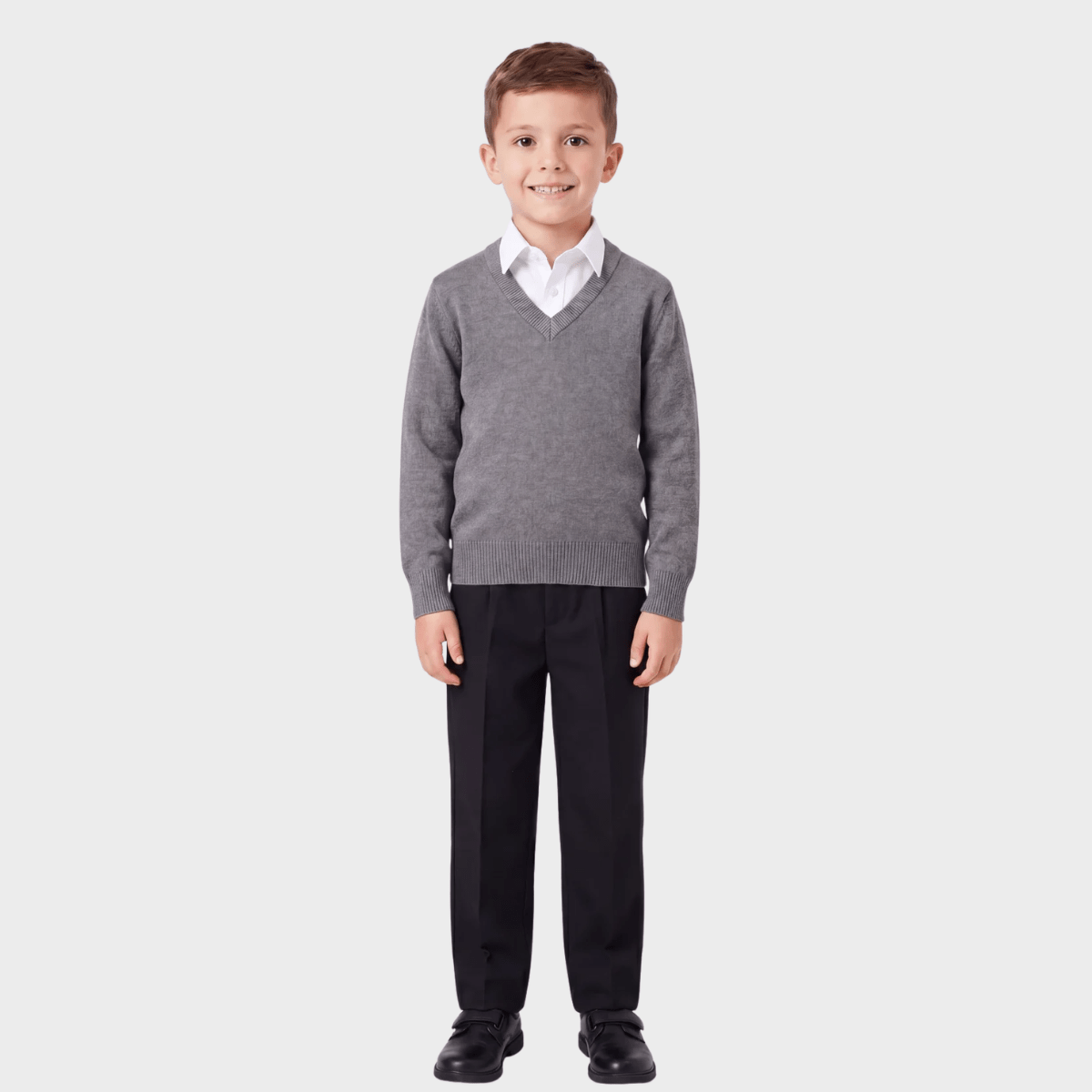 Kids Grey School V Neck Sweater from You Know Who's
